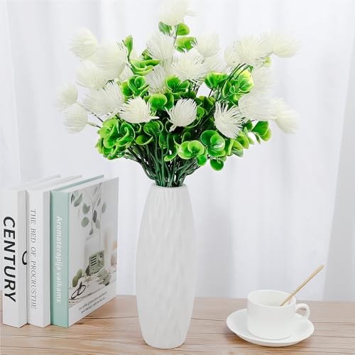 pack Artificial Outdoor Plants Flowers UV Resistant Plastic Flowers Set 8 White gallery