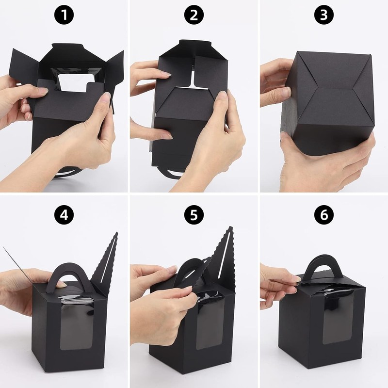 acDesign 100Pcs Cupcake Boxes With Window 3.6in*3.6in*4.3in Inches, Black gallery