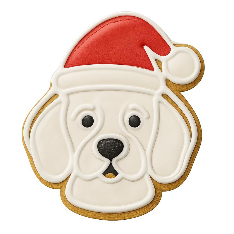 Beagle with Santa Cap Cookie Cutter & Stamp, Fondant, Clay - 4x3.2" gallery