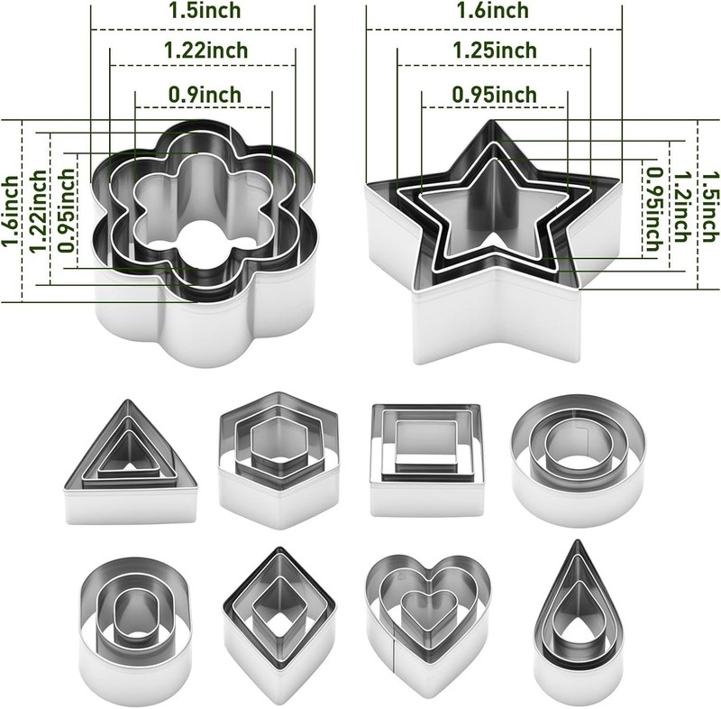 30 Pcs Mini Stainless Steel Cookie Cutters Set with Storage Box, Small Shape ... gallery