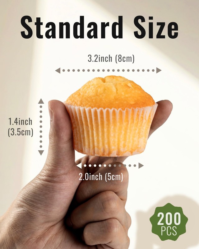 200pcs Standard White Cupcake Liners for Baking, Upgraded Natural Muffin Line gallery