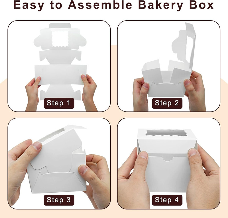50Pcs Cookie Boxes 4X4X2.5 Inch Bakery Boxes with Window Treat Box Dessert Box f gallery