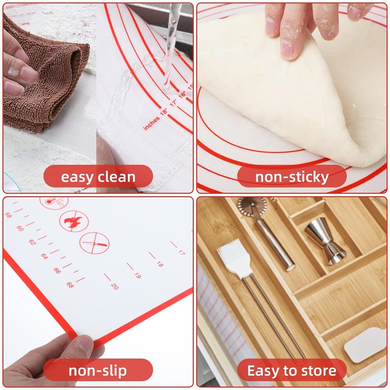 Large Silicone Baking Mat 32 x 24" Red Pastry 32"L x 24"W, gallery
