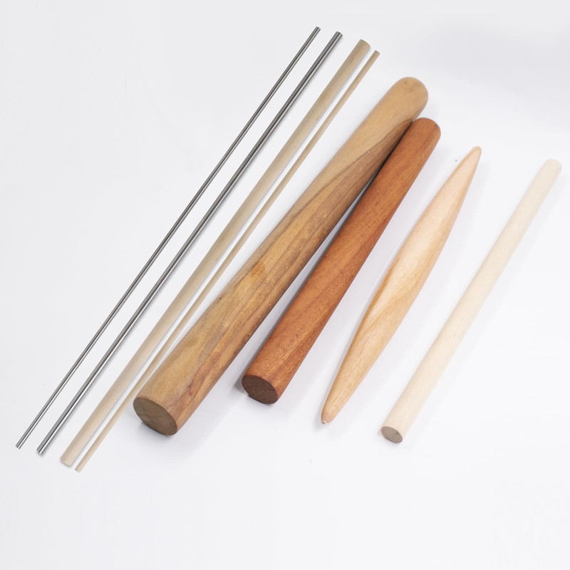 8 PCS Pasta Rolling Pins Set, Multiple Sizes Wood and Stainless Steel Non-Sti... gallery