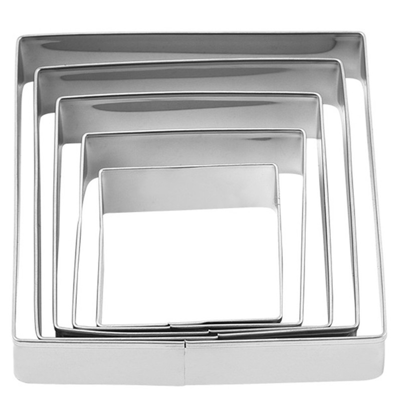 Stainless Steel Square Cookie Cutter Set for Kitchen Use Silver Color 5 Pieces gallery