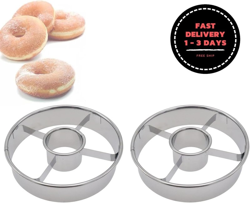 Paquete de 2 moldes cortadores de donas de acero inoxidable de 9,8 cm para