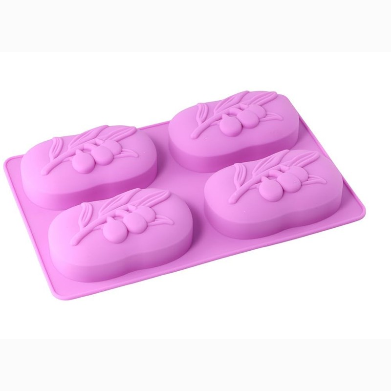 4 Cavities Oval Olive Tree Silicone Soap Mould,Baking Moulds Purple gallery