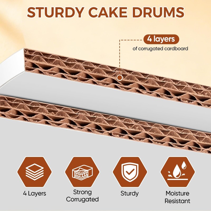 12 Pcs 10 Inch White Cake Drums, 10 Inch Round,1/2 Thick Cardboard, Sturdy Ci... gallery
