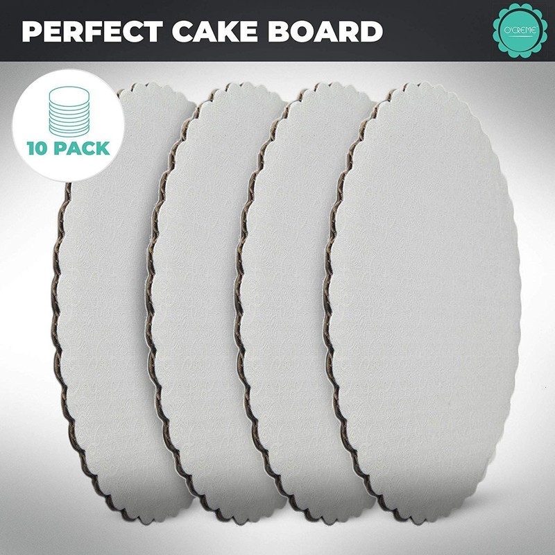 10 Pack 10 Inch WhiteTop Scalloped Round Cake Pastry Board 3/32 Inch Thick gallery
