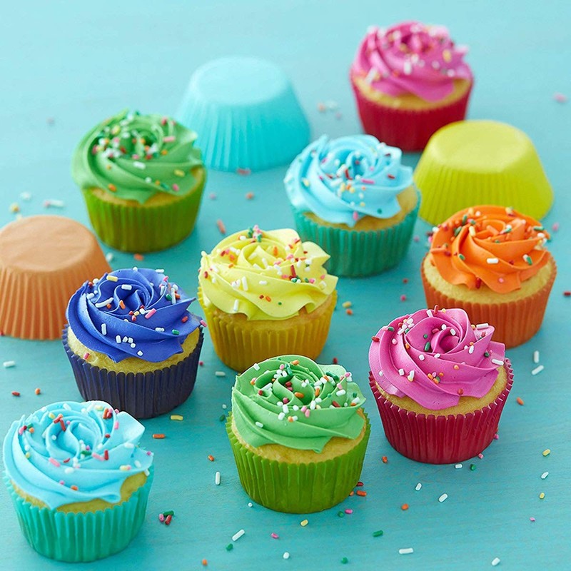 Bright Rainbow Standard Cupcake Liners Solid Colorful Paper Baking Cups 400-Coun gallery