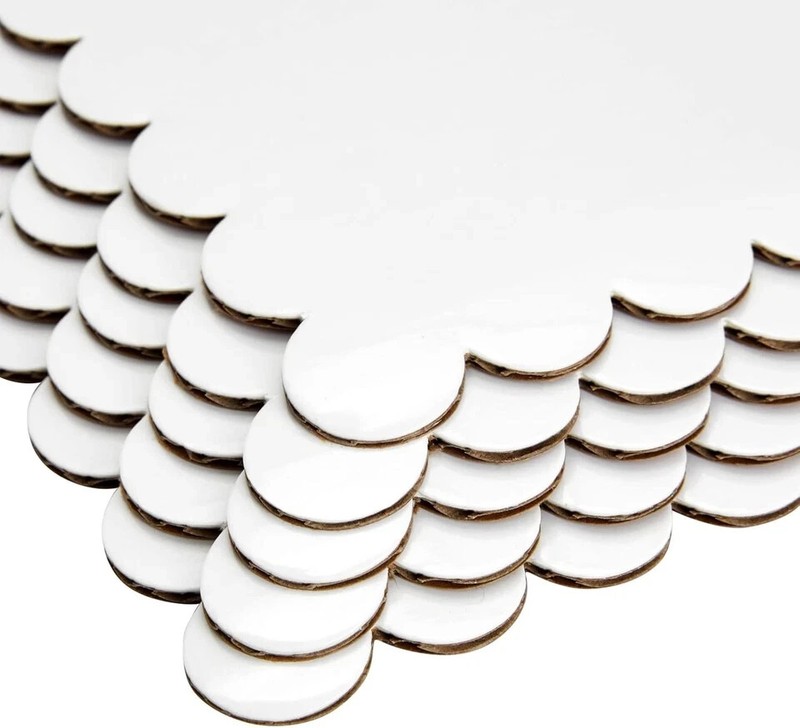 White Foil Cake Boards, Scalloped Rectangle Dessert Base (14 X 10 In, 25 Pack) gallery