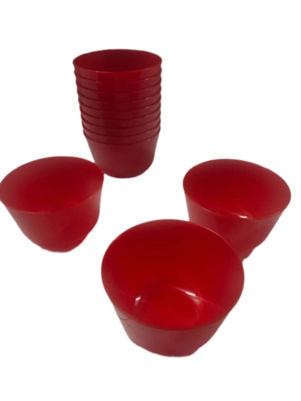 Asian Lompang 12 pcs Traditional Plastic Puto Mold, Kutsinta, Pichi Red Color