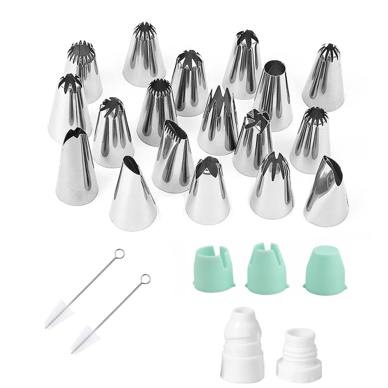 18Pcs Large Piping Tips and Couplers Set for Piping Bgs, Stainless Steel Cake…