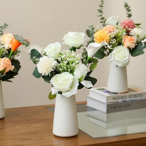 Fake Flowers with Ceramic Vase, Artificial Silk Roses in a Vase, Faux Flowers gallery