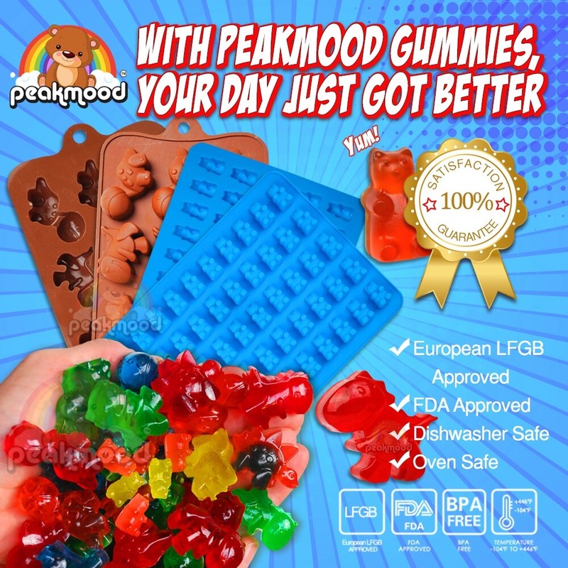 2 Pack Peakmood Gummy Bear Molds & Dino Candy Molds for Chocolate & Gummies gallery