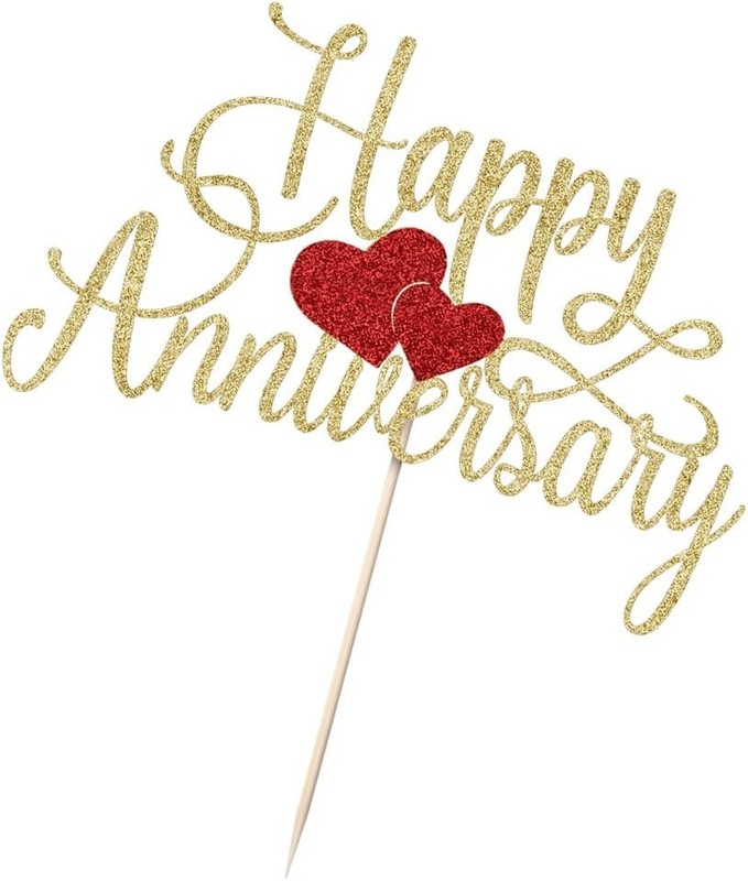 Happy Anniversary Cake Topper - Gold Glitter Happy Birthday Cake Topper, Company gallery