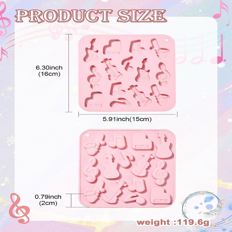 2x Musical Instrument Silicone Desserts Mold Guitar Shape Molds for Baking Cake gallery
