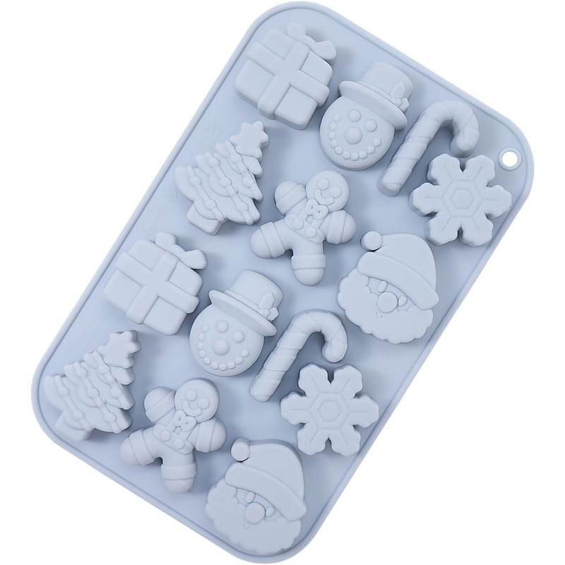 80g Christmas Chocolate Molds, 14-Cavity Non-Stick Snowflake Santa Baking Mold