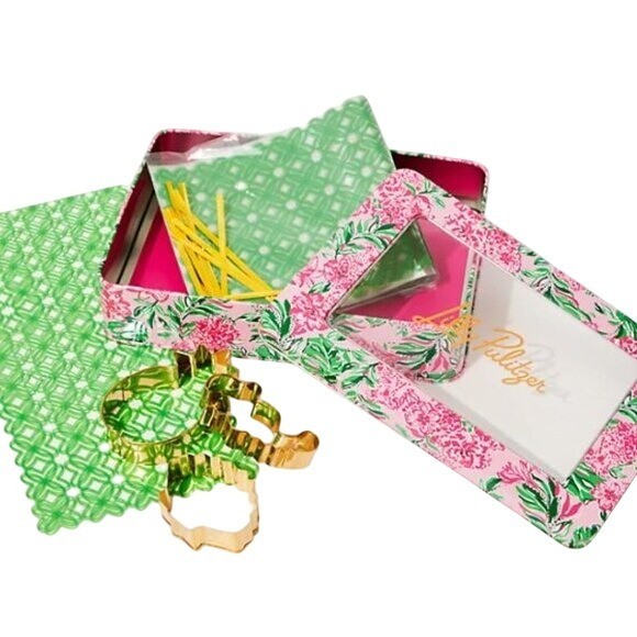 Lilly Pulitzer Cookie Cutters Set of 3 & Exchange Kit in Metal Tin Hostess Gift gallery