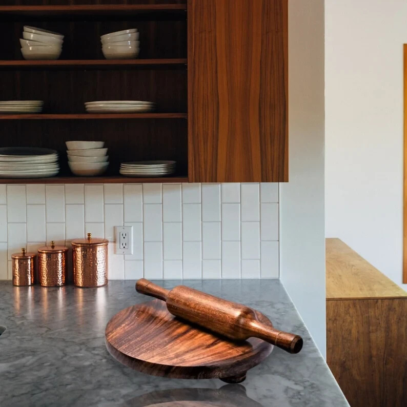 Wooden Chakla Belan / Rolling Pin & Board in Sheesham Wood, Made in India