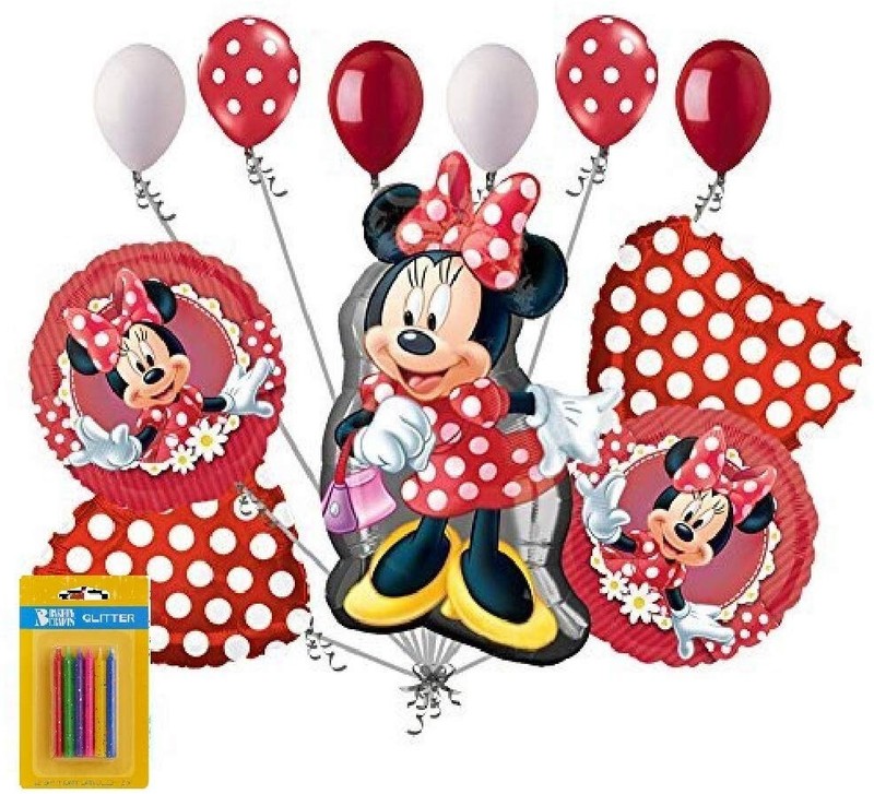 12pc Minnie Mouse Happy Birthday Balloon Bouquet Party Decoration Cartoon