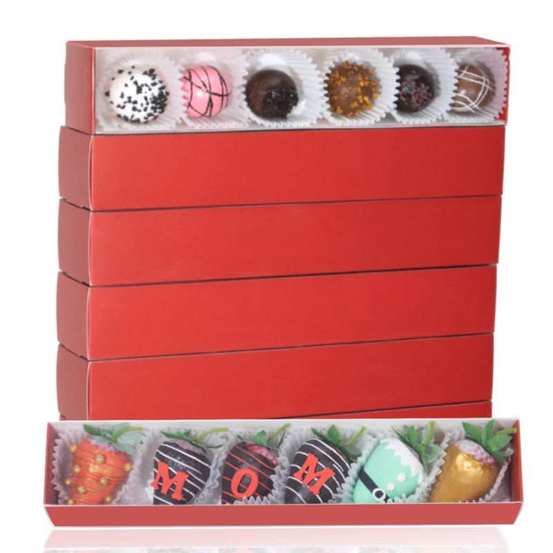 15Pack 12x2¼x2 Inches Chocolate Covered Strawberries Boxes for 6 Macaron Truffle gallery