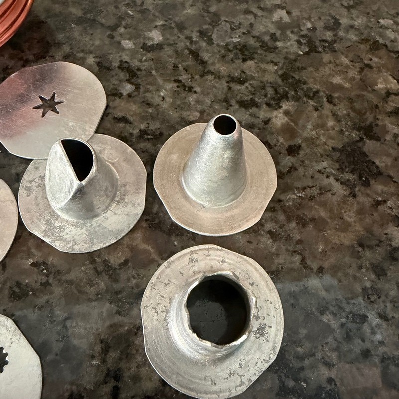 Vintage Cookie Press Pastry Set 12 Discs 3 Tips Copper Silver Tone Retro MCM gallery
