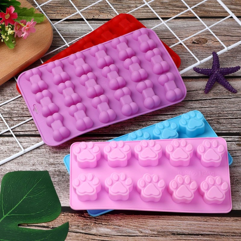 Dog Paw Silicone Mold, Baking Ice Cube Tray, Biscuit Chocolate Candy, Multicolor gallery
