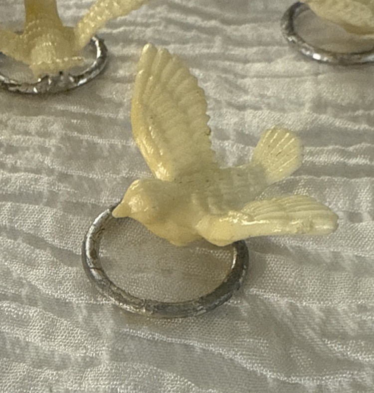 Vintage Dove Rings Cake/Cupcake Topper Wedding Anniversary Lot/10 HONG KONG