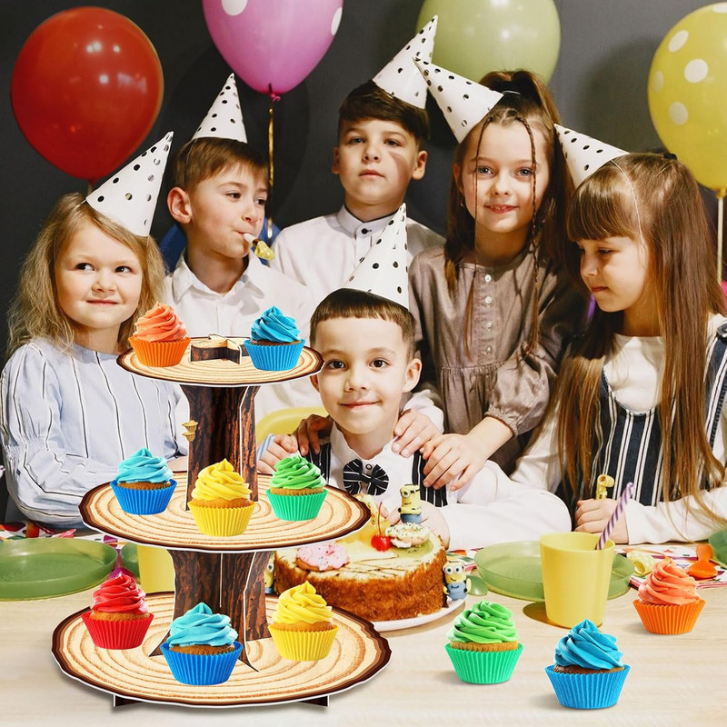 Wooden 3 Tier Cupcake Stand Decoration - Rustic Wood Cupcake Stand Decor for Cam gallery