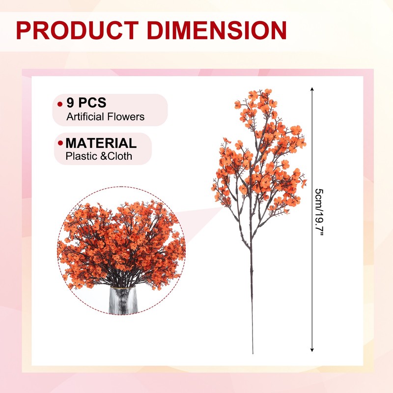 9pcs Breath Artificial Flowers DIY Bouquet Fake Flowers Orange gallery