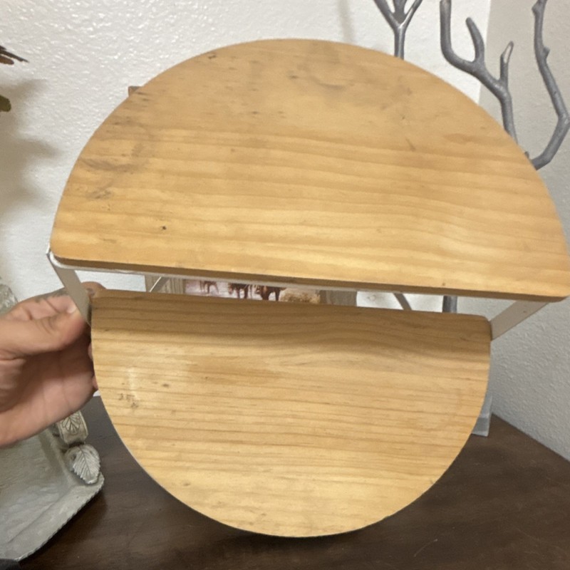 2-Tier Round Wood & White Metal display Stand, 8" Diameter, 6" Height gallery