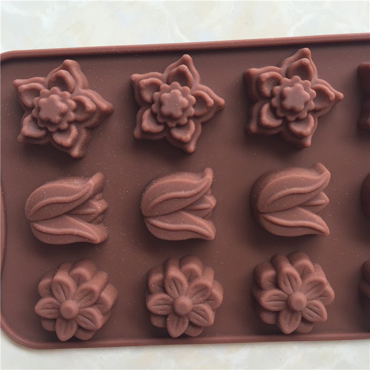 2pcs 15 consecutive sets of 3D tulip silicone chocolate molds baking tools gallery