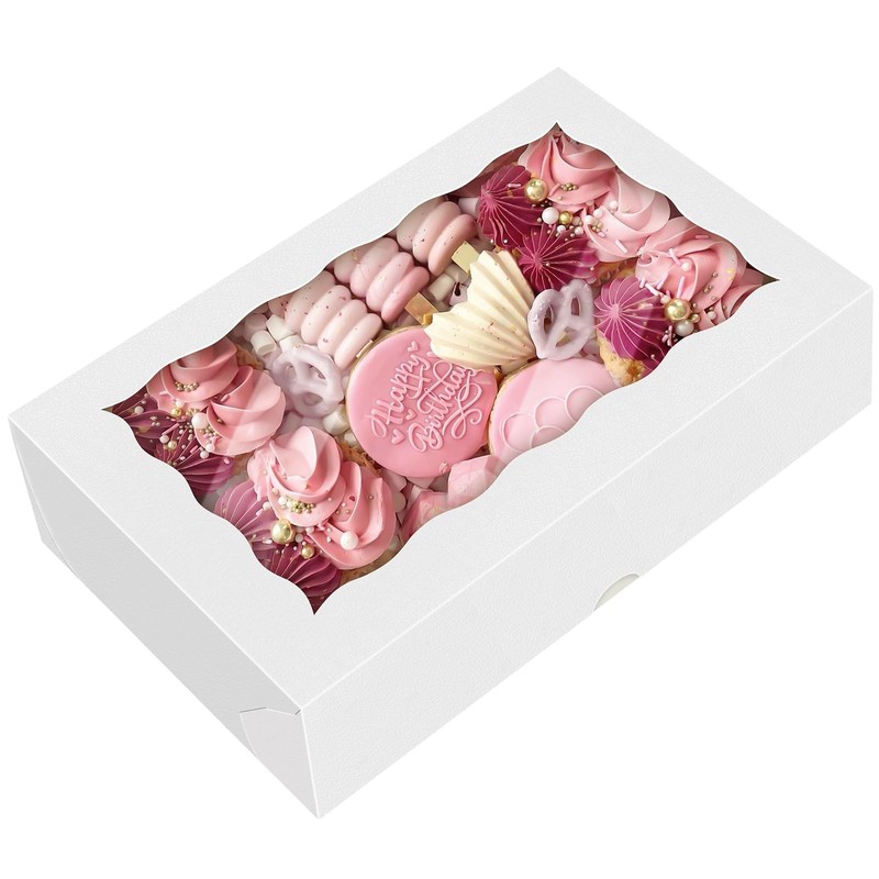 50Pcs 7″ x 4 3/8″ x 1 1/2″ inches,Bakery Boxes with Window, Cookie Boxes, Cho…