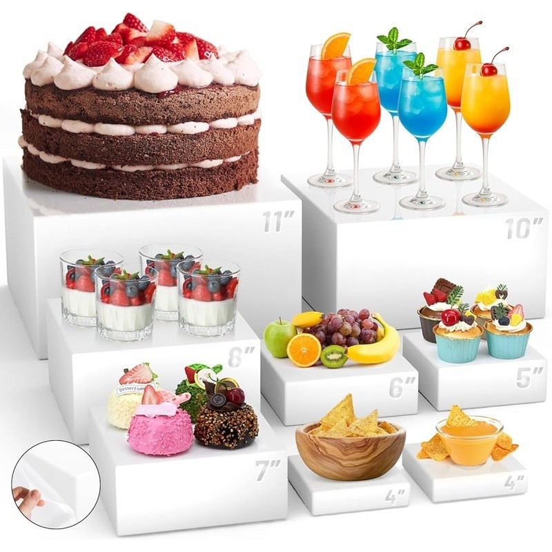 Acrylic Display Riser Set 8 Stands Buffet Organizer Multi Level Food Holder New gallery