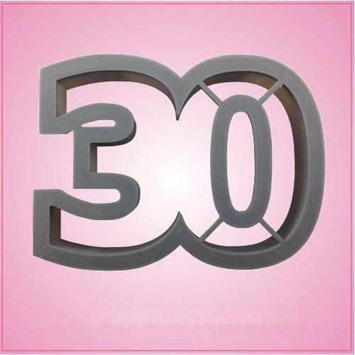 Number 30 Cookie Cutter, 3×4.25 Inches, Gray, Plastic, 1 Piece