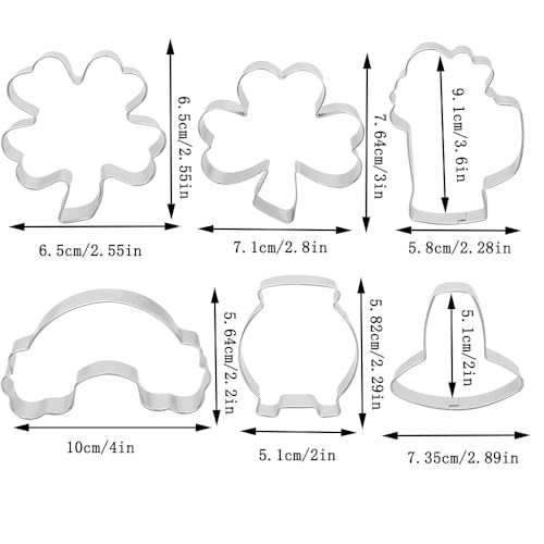 St. Patrick's Day Cookie Cutter Set - 6 pcs Stainless Steel Shamrock Cookie gallery