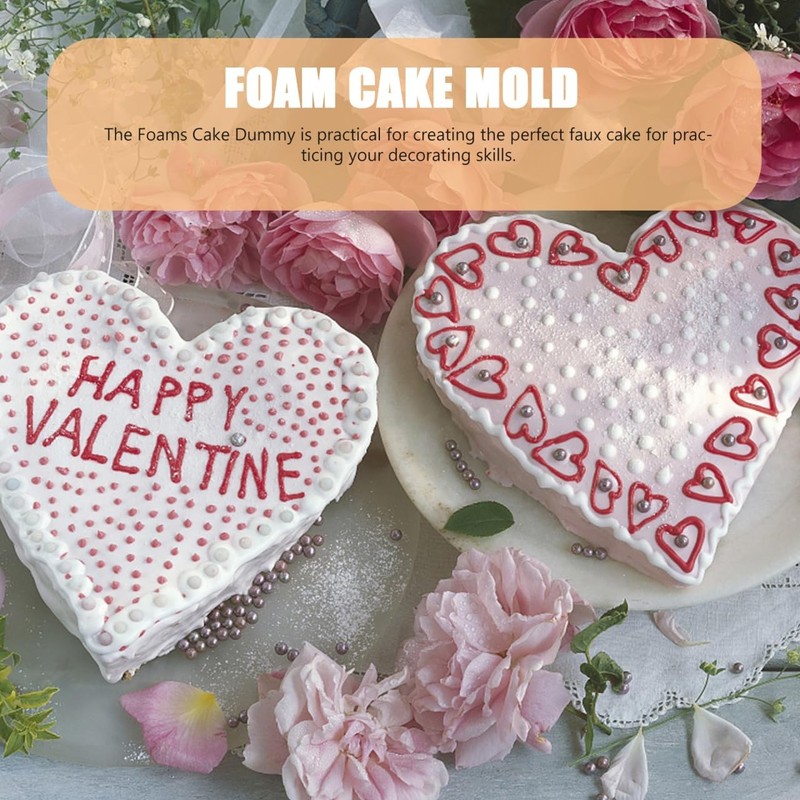 3 Pcs Heart Shaped Foam Cake Dummies Set, 6x6 inch, Fake Cake Model Polystyre... gallery