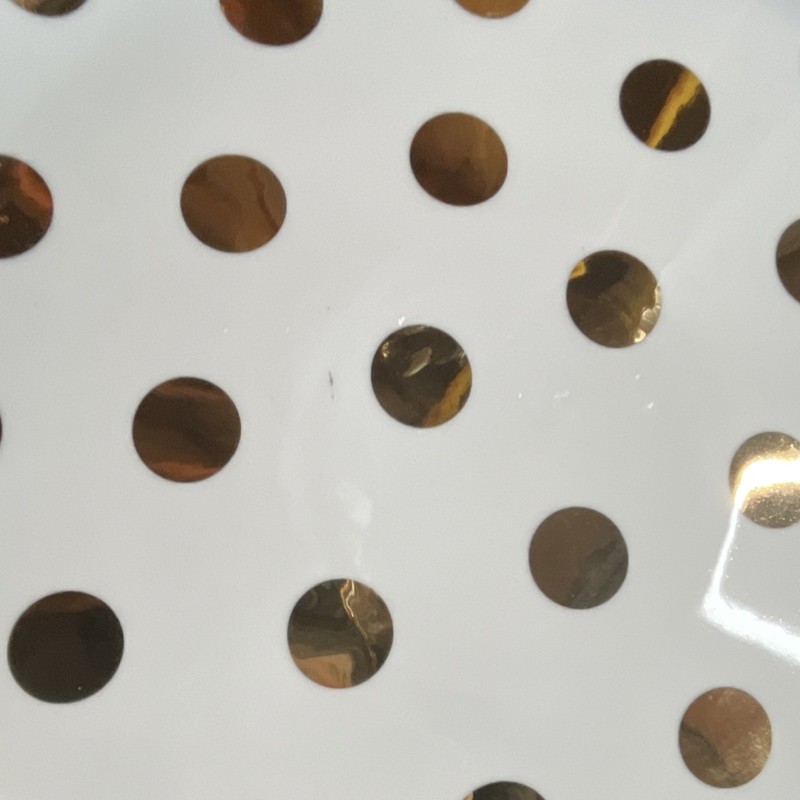 C. Wonder Polka Dot Ceramic Cake Stand Gold White Round Glossy Dishwasher Safe gallery