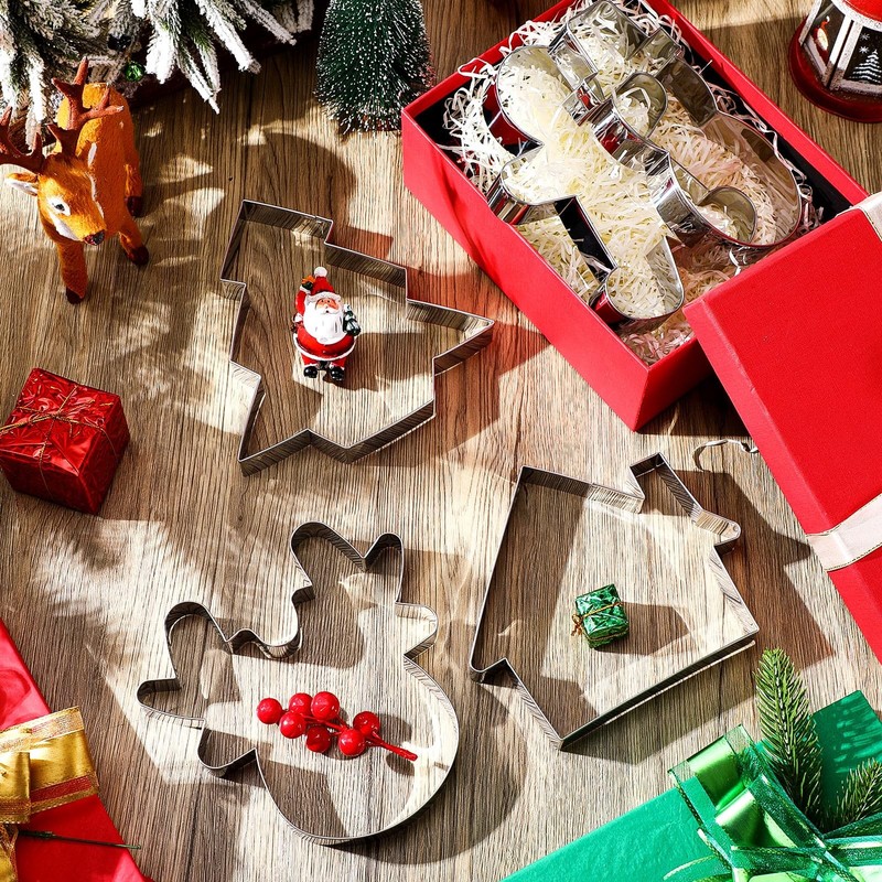 5 Pieces 7.5 Inch Large Christmas Cookie Cutters Holiday Cookie Cutters Stain... gallery