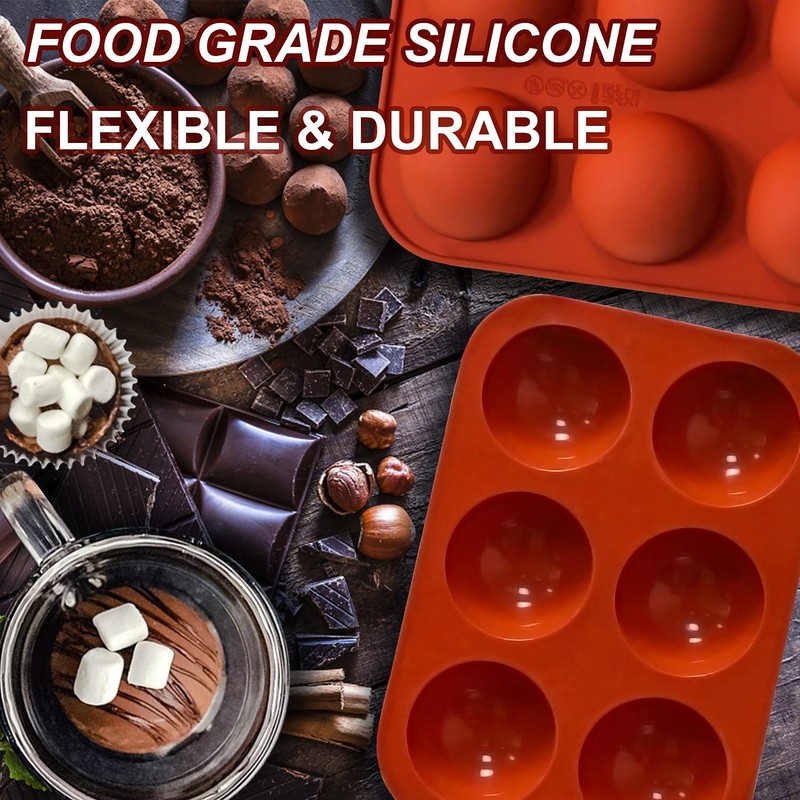 6 Holes Medium Semi Sphere Silicone Molds, 3 Packs Half Sphere Silicone Bakin... gallery
