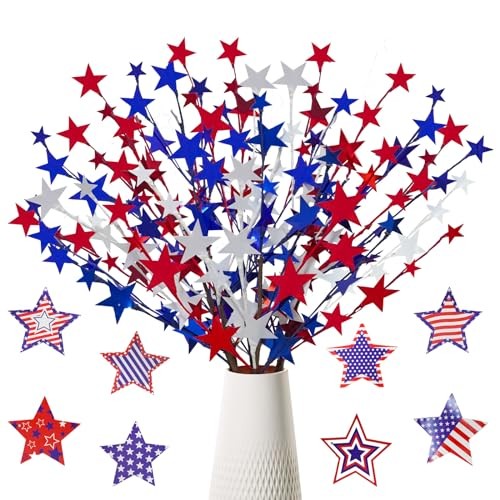 6 Pcs 4th of July Artificial Flowers 24” Patriotic Berry Picks Faux White Red gallery