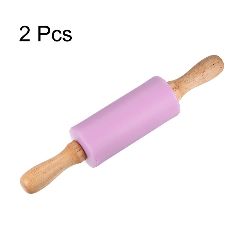 2pcs Silicone Rolling Pins for Baking 23.5cm x 4.2cm, Purple gallery