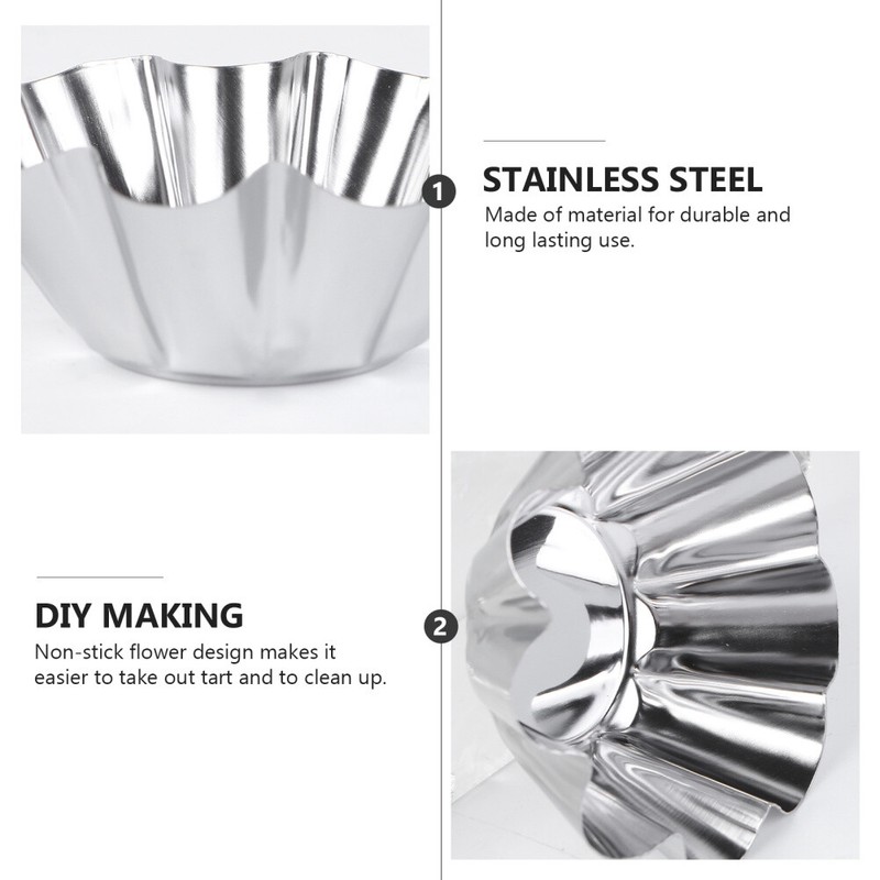 6PCS Egg Tart Mould Stainless Steel Tart Pans Tart Molds Baking Egg Tart Pan gallery