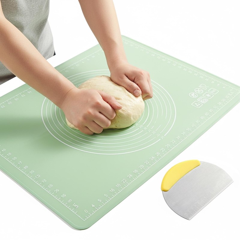 28″ x 20″Silicone Baking Mat, Extra Thick Dough Rolling 10.6″L x 9.1″W, Green