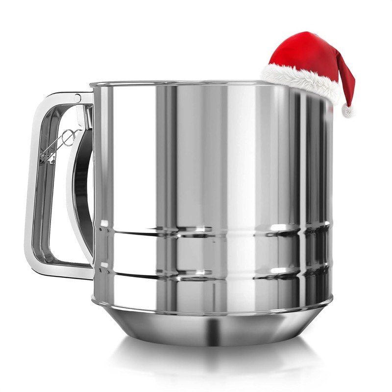 5 Cup Flour Sifter for Baking – Large Silver 5