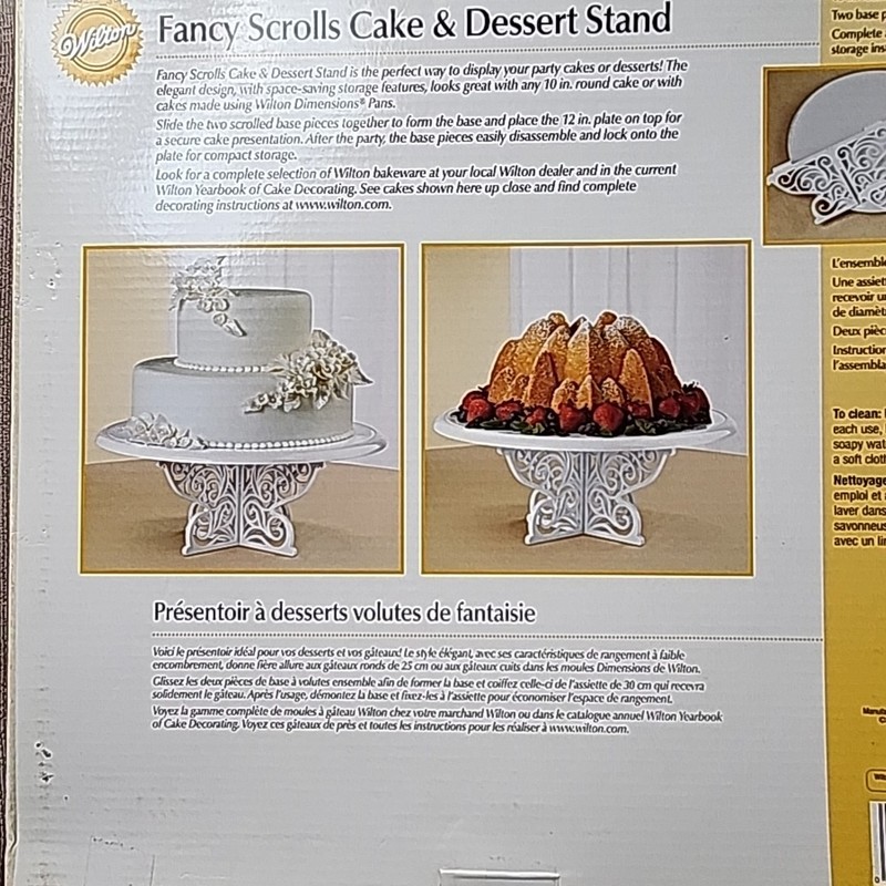 Wilton Fancy Scrolls Cake & Dessert Stand 12" plate Holds up to a 10" Round Cake gallery