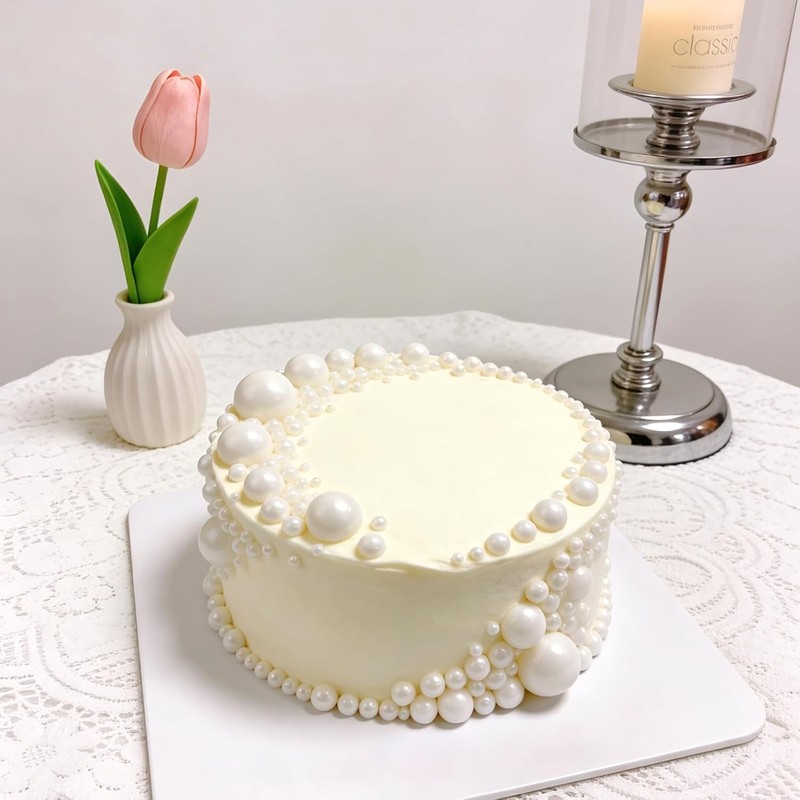 Edible White Pearls Sprinkles 4 Size（2mm 4mm 7mm 1cm）Mix for Cake Decorating gallery