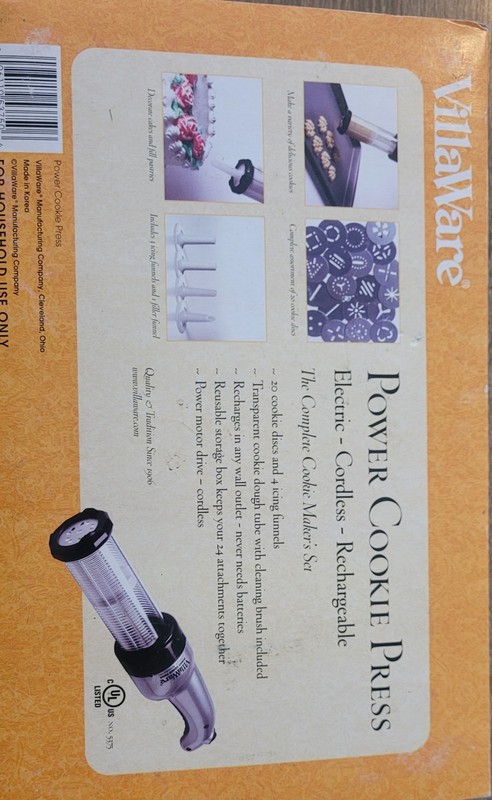 VillaWare Cookie Press Cordless Rechargeable 20 Cookie Discs gallery