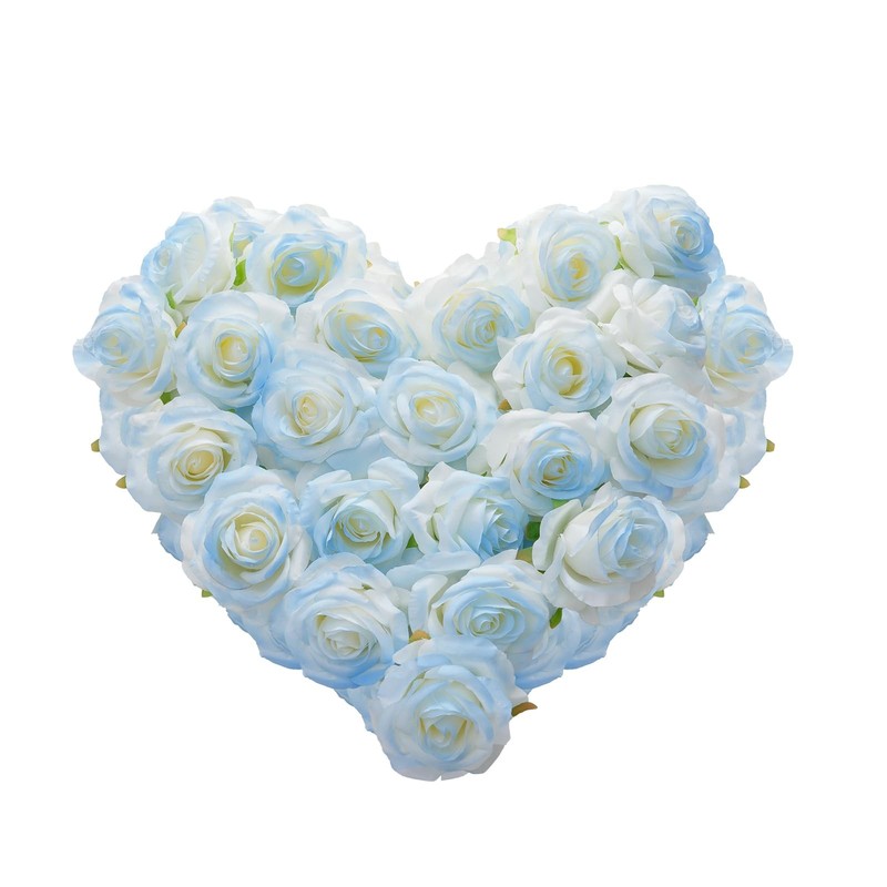 Zestique Ice Blue Artificial Roses Fake Flowers Not Bend The Peduncle Stems For